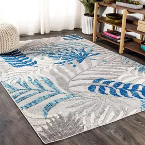 Palm Leaf Area Rug Tropical Indoor Outdoor Fiber Rectangle Floor Carpet 8X10 Ft - Picture 1 of 4