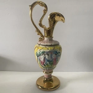 Vintage Cherub Ewer Pitcher Italian Hand Painted hollywood Regency. 16”. - Picture 1 of 13