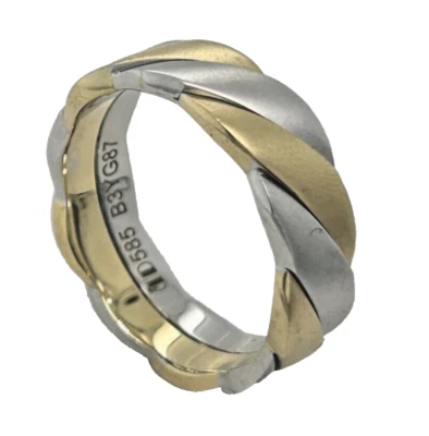 14K Two Tone Gold Band Ring Size 10 - Image 1 of 4