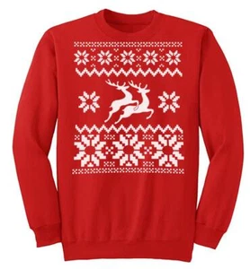 Adults Randy Reindeer Rudolph Fun Festive Red Unisex Xmas Christmas Jumper - Picture 1 of 7