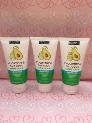 Beauty Formulas Refreshing Cucumber & Avocado Facial Scrub 3x150ml Free Shipping - Image 1 of 2