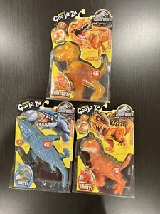 NEW Jurassic World Heroes Goo Jit Zu AMBER T REX Carnotaurus Mosasaurus Lot Of 3 - Picture 1 of 8