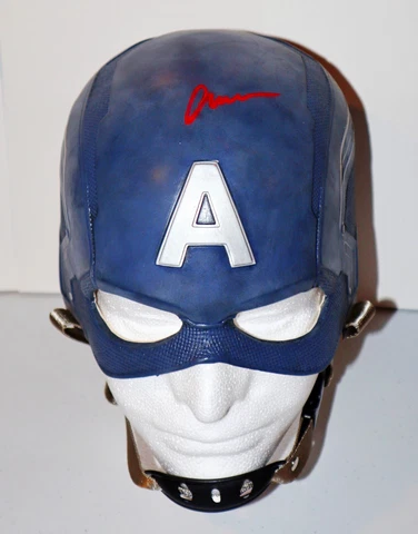⭐ Chris Evans Signed CAPTAIN AMERICA Avengers Mask Helmet Beckett PSA JSA ⭐ Cover
