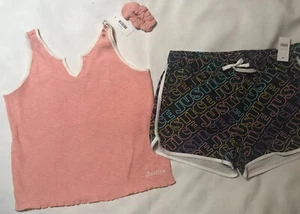 Justice Size XXL 16/18 Plus Coral Tank Scrunchie Logo Dolphin Shorts Multi Color - Picture 1 of 11