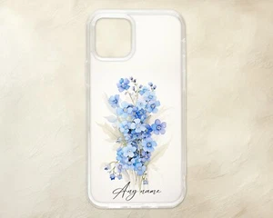 Funda Teléfono Personalizada Nombre Azul Olvídame No Flor iPhone Samsung Motorola - Imagen 1 de 1