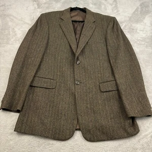 Blazer lana vintage Stafford uomo 42L marrone spina di pesce lana di agnello monopetto - Foto 1 di 23