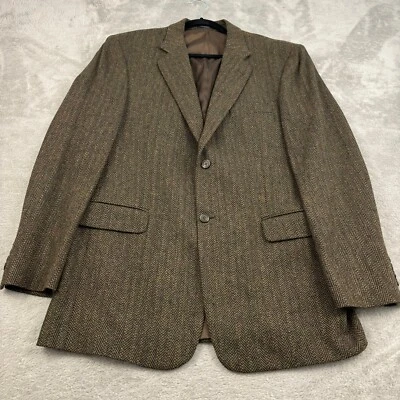 Blazer de lana Stafford de colección para hombre 42L marrón espiga lana de cordero de un solo pecho Foto 1 de 4