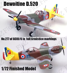 WWII Dewoitine D.520 No.277 GCIII/6 plane 1/72 finished aircraft easy model - Picture 1 of 5