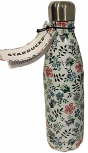 NEW Starbucks SWELL Stainless Steel Water Bottle White Flowers Green Leaves - Picture 1 of 2