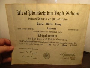 1946 DIPLOMA Abschlusszeugnis West Philadelphia HIGH SCHOOL - Bild 1 von 2