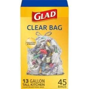 Glad Tall Kitchen Drawstring Recycling Bags + Clear Trash Bags - 13gal/45ct - Picture 1 of 9