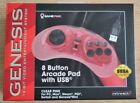 Sega Genesis / Megadrive 8 button arcade pad (USB) Clear Pink limited edition