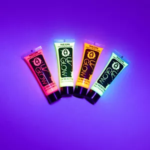 UV Glow Neon Gesichtsfarbe Körperfarbe 10ml - 4er Set - fluoreszierendes Festival Make-up - Bild 1 von 18
