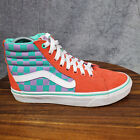 Vans Sk8 Hi Shoes Womens 6.5 Orange Teal Purple Suede Checkered Lace Up Sneakers