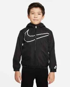 NWT Nike Little Kids' Full-Zip Fleece Lined Woven Jacket Black Size 6 86J331 023 - Picture 1 of 11