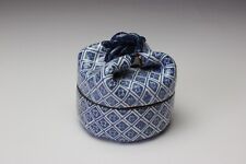 Japanese Drawstring Pouch Bag Shaped Ceramic Lidded Trinket Jewelry Box NEW