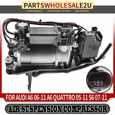 Air Suspension Compressor w/ Bracket for Audi A6 Quattro 2005-2011 S6 2007-2011 - Изображение 1 из 4