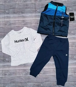 Neu! Baby Jungen Hurley 3-teiliges Shirt Weste Hose Outfit Größe 24 Monate - Bild 1 von 4