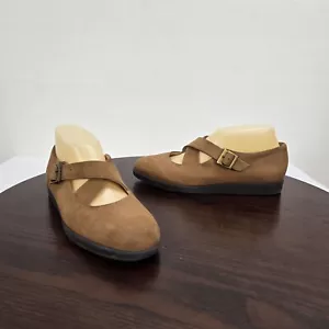 Rockport Mary Jane Cuero Pisos Mujer 7W Marrón Hebilla Gamuza Hecho en Brasil - Imagen 1 de 17