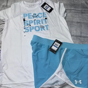 Under Armour Youth XL (18/20) Girls Peace Spirit Sport Blue Outfit Set NEW - Picture 1 of 1