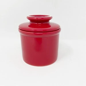 The Original Butter Bell Crock L. Tremain French Ceramic Dish Cherry Red Retro - Picture 1 of 6