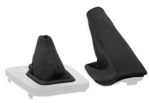 FOR BMW E46 automatic GEAR SHIFT BOOT + HANDBRAKE GAITER ALCANTARA STITCH BLACK - Picture 1 of 5