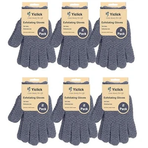 Yiclick 6Pairs Heavy Exfoliating Gloves,Body Scrub Exfoliator for Dead Grey - Picture 1 of 7