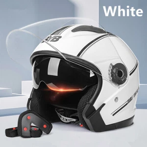 3/4 Open Face Motorcycle Helmet Flip Up Dual Visor ABS Shell Lightweight - Picture 1 of 14