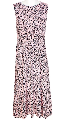 Vestido de Día London Times Fit & Flare Midi Talla 18 Rosa Negro Blanco Floral Nuevo con Etiquetas $108 Foto 1 de 4