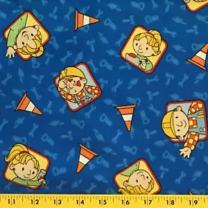 BTY Bob der Buider Wendy Patch auf blauem Baumwollstoff Meterware lizenziert - Bild 1 von 2