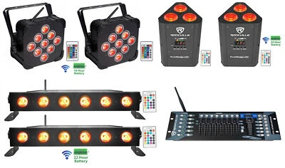 2 Rockville BEST PAR+BEST STRIP+ROCKWEDGE Wireless DMX Battery Lights+Controller - Image 1 of 4