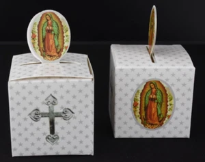 VIRGEN GUADALUPE RECUERDOS GIFT BOXES 12 BAPTISM PARTY FAVORS RELIGIOUS CAJAS - Picture 1 of 3