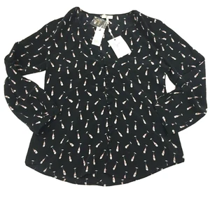 Joie Blouse Womens XS Purine Champagne Print 100% Silk V-Neck Button $268 New - Picture 1 of 10