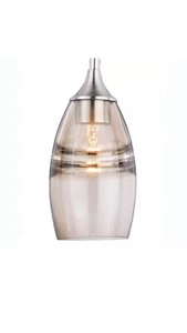 Vaxcel Milano 1 Light 5" Mini Pendant Amber Fog Glass, Satin Nickel - P0276 - Picture 1 of 3