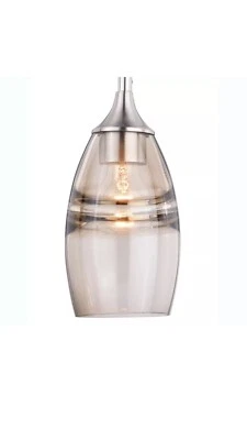 Vaxcel Milano 1 Light 5" Mini Pendant Amber Fog Glass, Satin Nickel - P0276 - Image 1 of 3