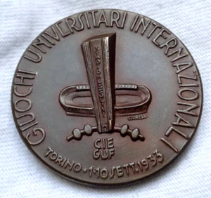 1933 International UNIVERSITY GAMES Teilnehmer Medaille Turin Mussolini Stadion - Bild 1 von 2