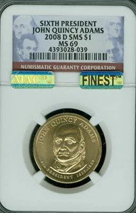 2008 D JOHN QUINCY ADAMS PRES. DOLLAR NGC MS69 SMS PQ MAC FINEST MAC SPOTLESS * - Picture 1 of 5