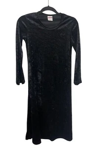Vintage 90s Y2K Guess Dress Womens M Black Goth Velour Buffy the Vampire Slayer - Picture 1 of 8