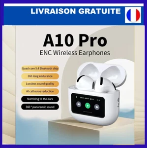Écouteurs sans fil Bluetooth 5.3 A10 Pro ANC avec réduction de bruit, étanches - Imagen 1 de 9