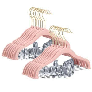 Baby Hangers, 14 Pack Pants Hangers with Clips, Non-Slip Clothes Hangers, Hea... - Picture 1 of 7