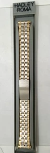 HADLEY ROMA Ladies Watch Band Gold/Silver Micron Plate 12-15mm Lugs -6-1/4” Long - Picture 1 of 5