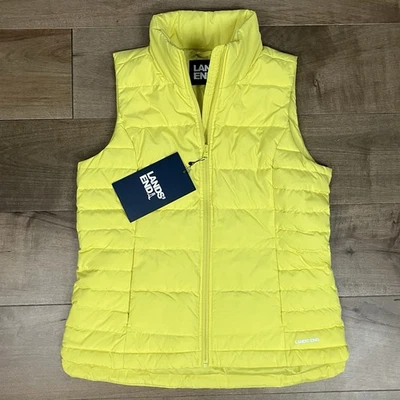 Lands End Women’s Size S (6-8) Down Quilted Puffer Vest Full Zip Yellow NWT! - Image 1 of 4