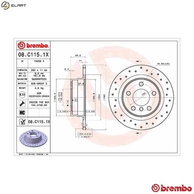 2x BRAKE DISC 08.C115.1X FOR BMW B37D15A B38B15A 1.5L 3cyl 1 F20 B47D20AC 2.0L - Image 1 of 4