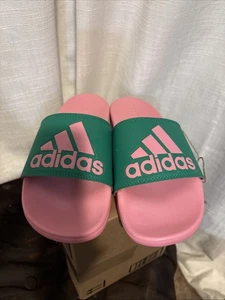Neu Adidas Slides Adilette Comfort Sandalen grün und pink Damen 7 neu mit Karton - Bild 1 von 9