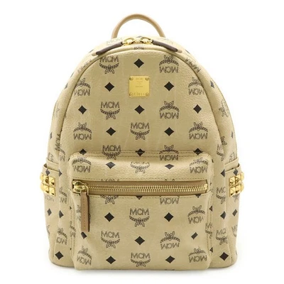 Mochila de cuero PVC Mcm Visetos para mujer beige talla única Foto 1 de 4