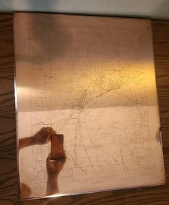 ZWEI ANTIKE TOPOGRAPHISCHE KUPFERKARTENDRUCKPLATTEN USGS VON 1927 ALTON ILL - MO - Bild 1 von 23