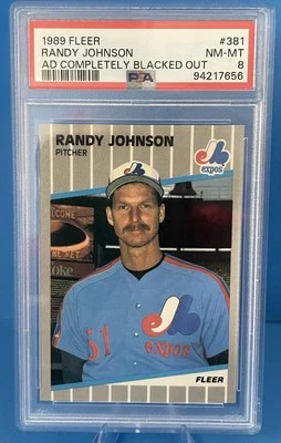 Valla publicitaria Fleer 1989 - Randy Johnson #381 completamente oscurecida (RC) Foto 1 de 2
