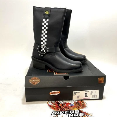 NEW Harley Womens Size 9.5 Korsen Black 10" Waterproof Harness Boots D87296-9.5 - Image 1 of 4