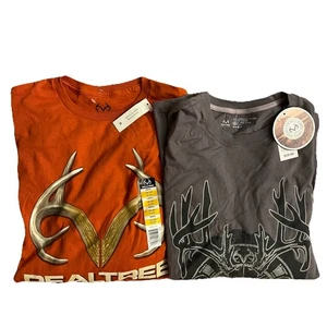 Lote de 2 camisetas de manga larga con gráfico de cuerno de ciervo Realtree carbón y naranja nuevas con etiquetas - Imagen 1 de 4