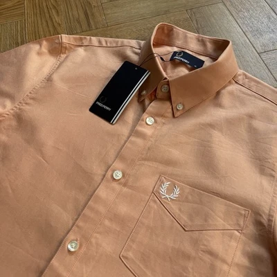 BNWT Fred Perry Shirt Short Sleeve Oxford Apricot Terrace Mod Mens Size Medium - Image 1 of 4